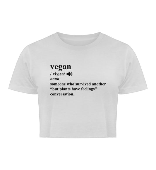 White Cropped T-Shirt – Dictionary Vegan - Vegayn