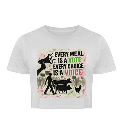 White Cropped T-Shirt – Every meal is a vote. Every choice is a voice. - Vegayn