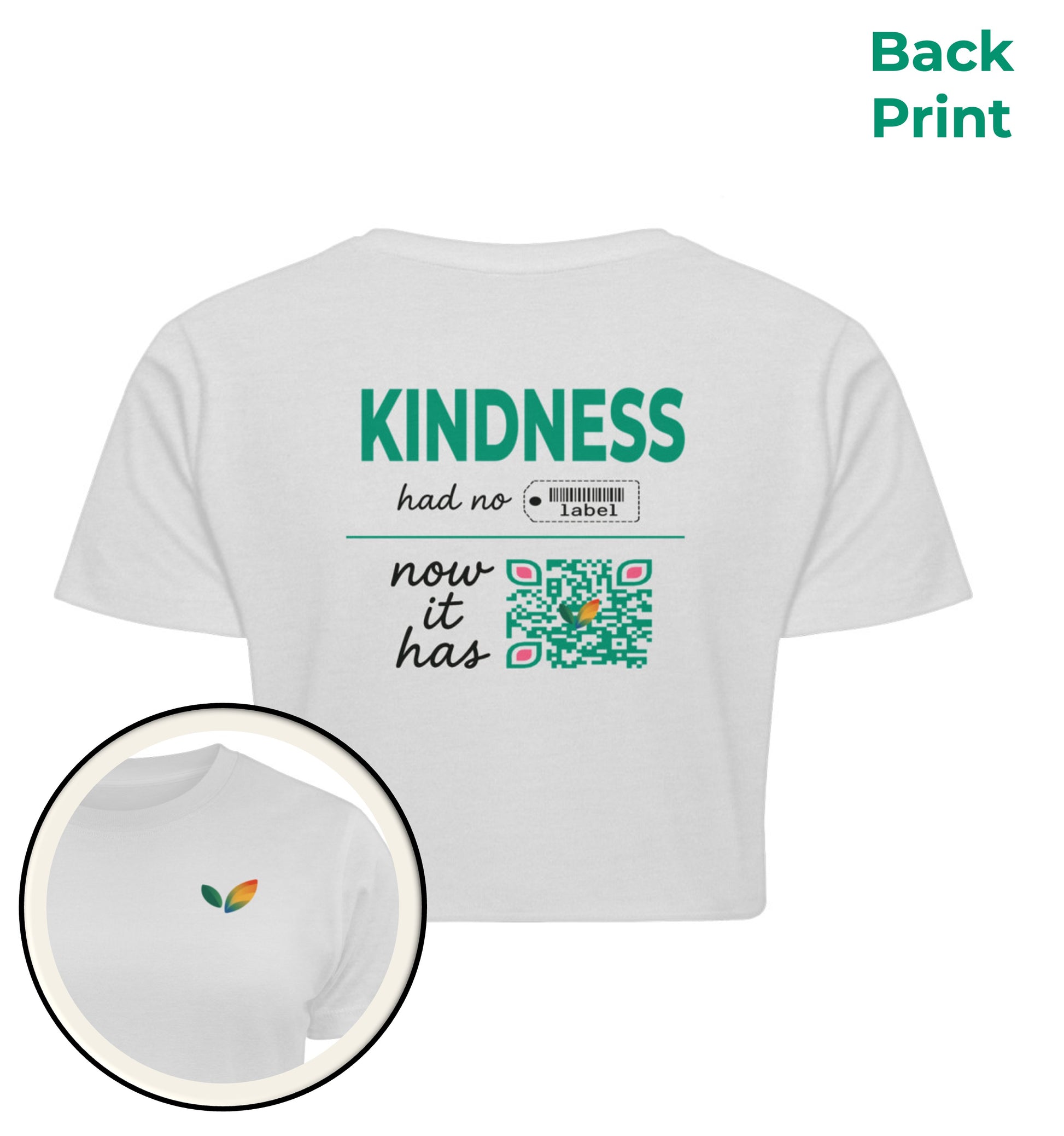 White Cropped T-Shirt – Kindness had no label. Now it has - Vegayn