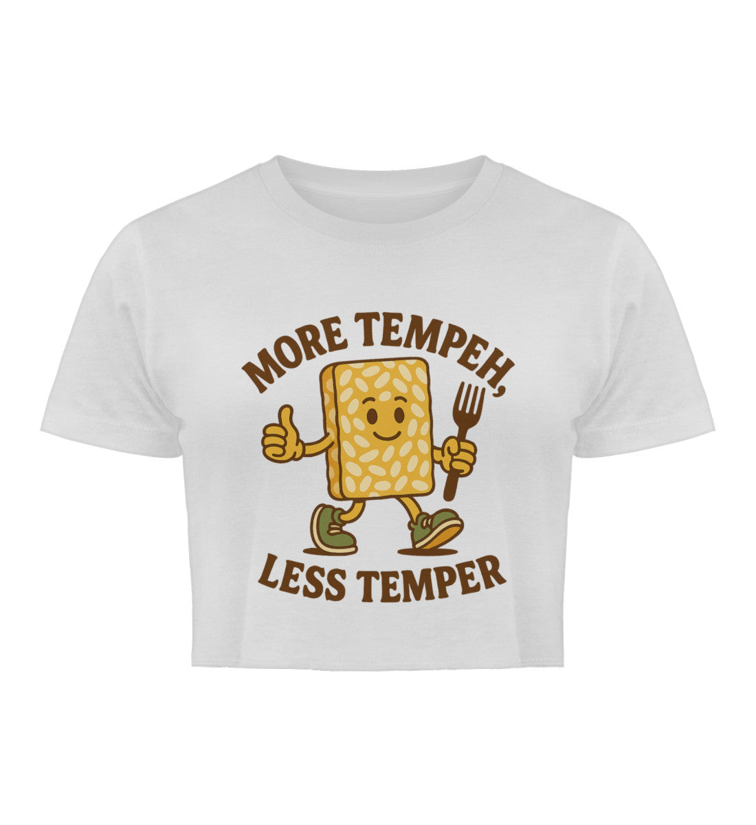 White Cropped T-Shirt – More tempeh, less temper - Vegayn