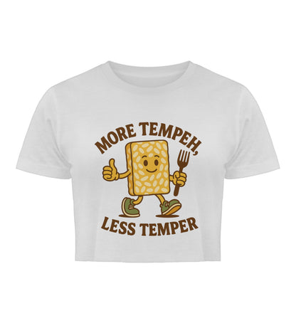 White Cropped T-Shirt – More tempeh, less temper - Vegayn