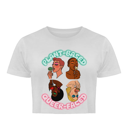 White Cropped T-Shirt – Plant-based, Queer-faced - Vegayn