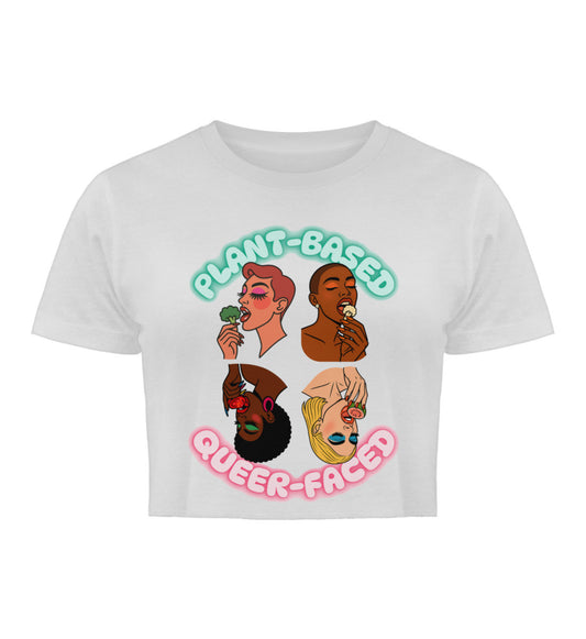 White Cropped T-Shirt – Plant-based, Queer-faced - Vegayn