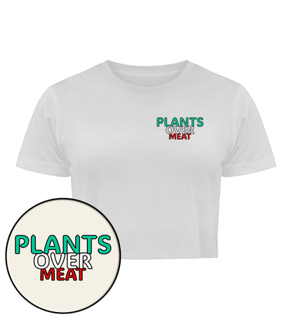 White Cropped T-Shirt – Plants over meat - Vegayn