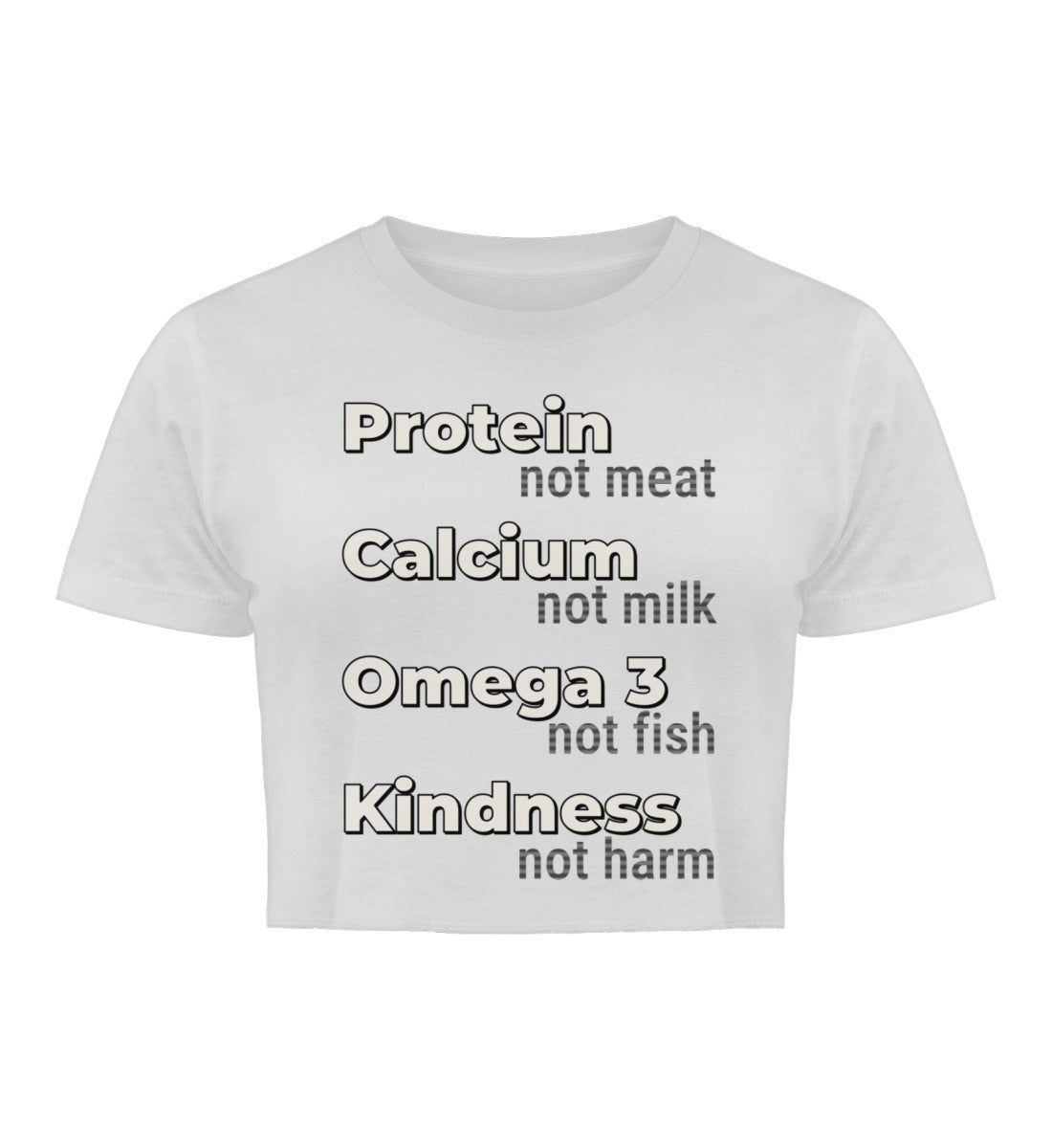 White Cropped T-Shirt – Protein, not meat... - Vegayn