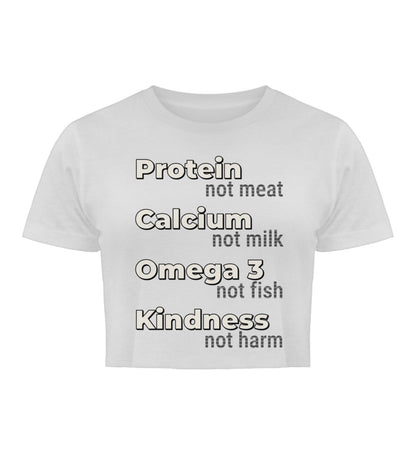 White Cropped T-Shirt – Protein, not meat... - Vegayn