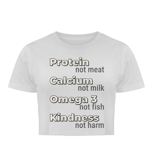 White Cropped T-Shirt – Protein, not meat... - Vegayn