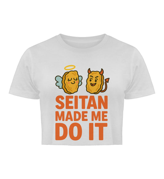 White Cropped T-Shirt – Seitan made me do it - Vegayn