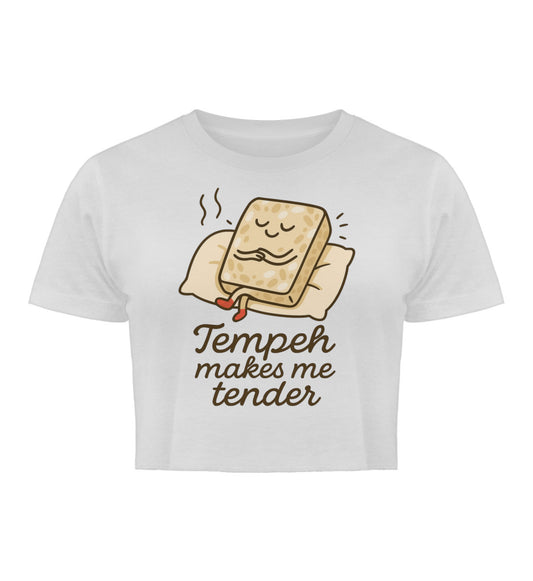 White Cropped T-Shirt – Tempeh makes me tender - Vegayn