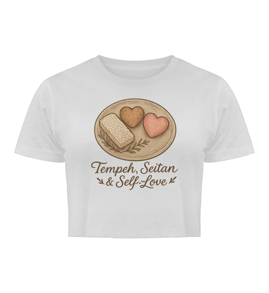 White Cropped T-Shirt – Tempeh, seitan & self-love - Vegayn