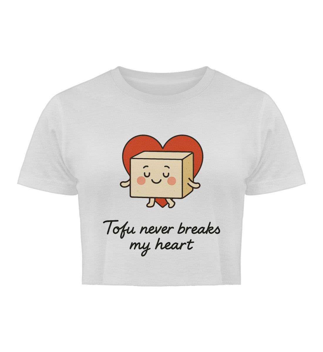 White Cropped T-Shirt – Tofu never breaks my heart - Vegayn