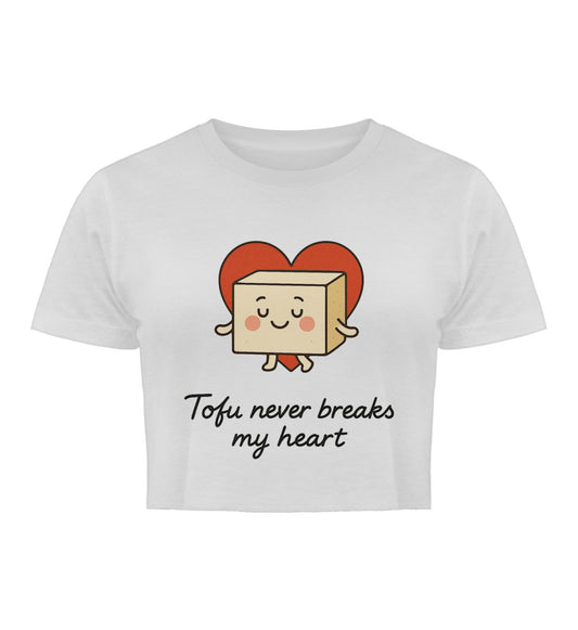 White Cropped T-Shirt – Tofu never breaks my heart - Vegayn