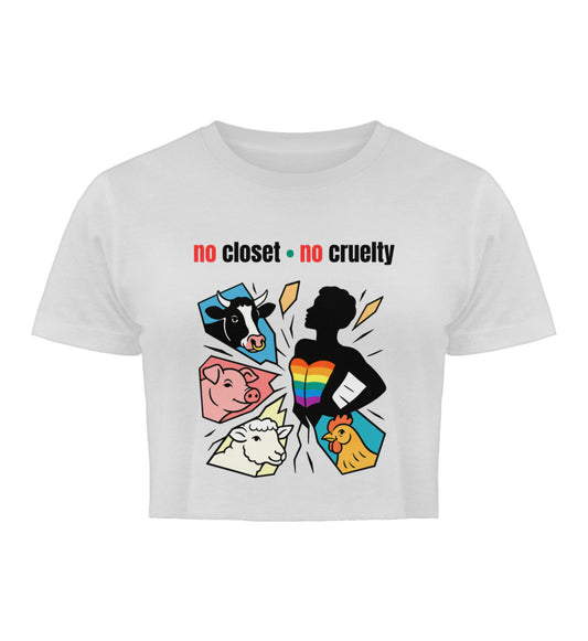 White Cropped T-Shirt – no closet • no cruelty - Vegayn