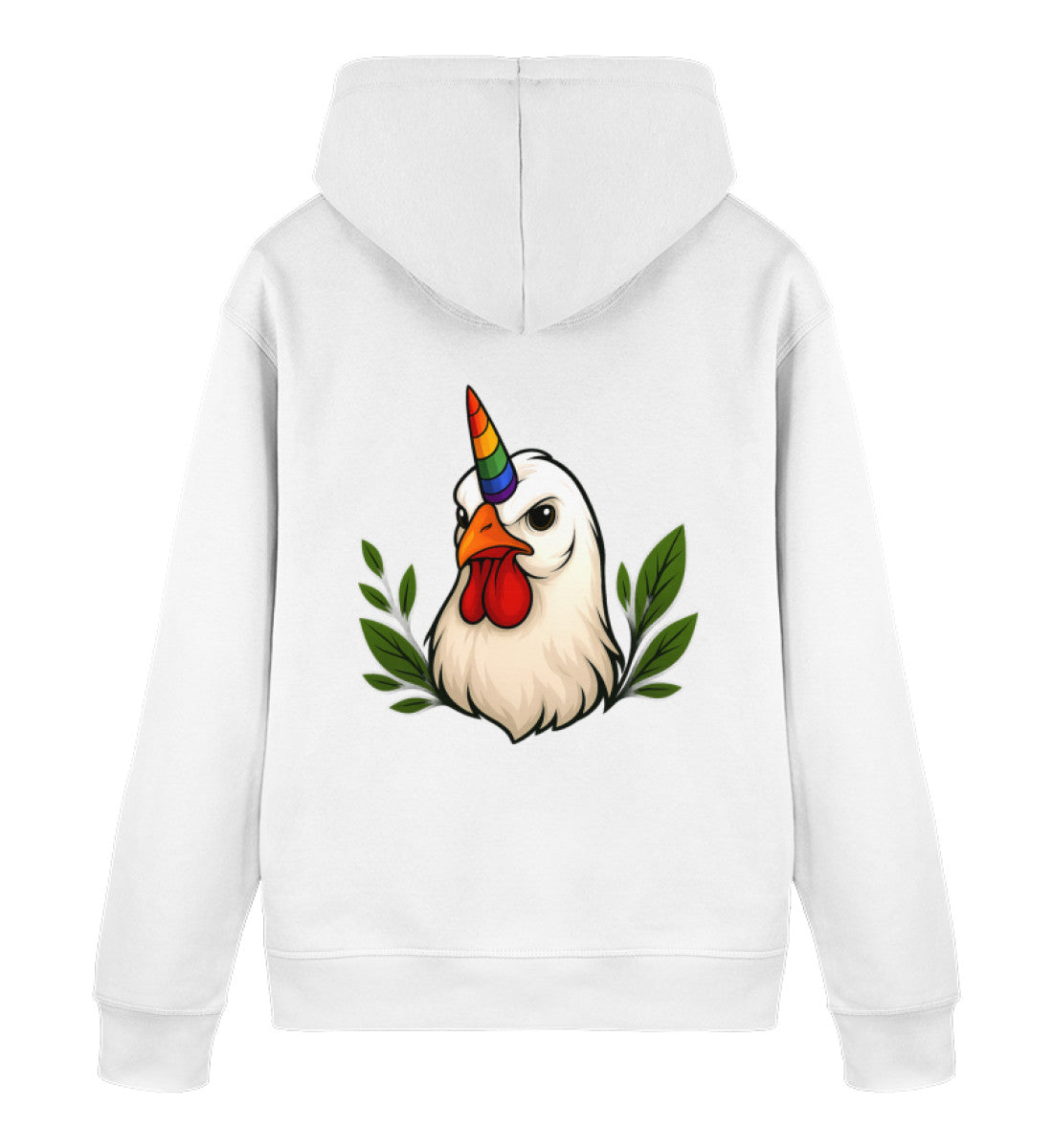 White Hoodie – Chicken Queercorn - Vegayn