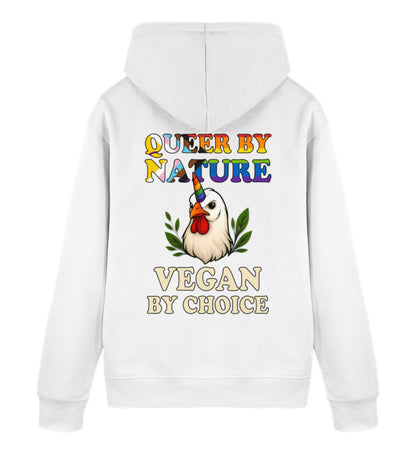 White Hoodie Chicken Queercorn – Queer by nature, Vegan by choice - Vegayn