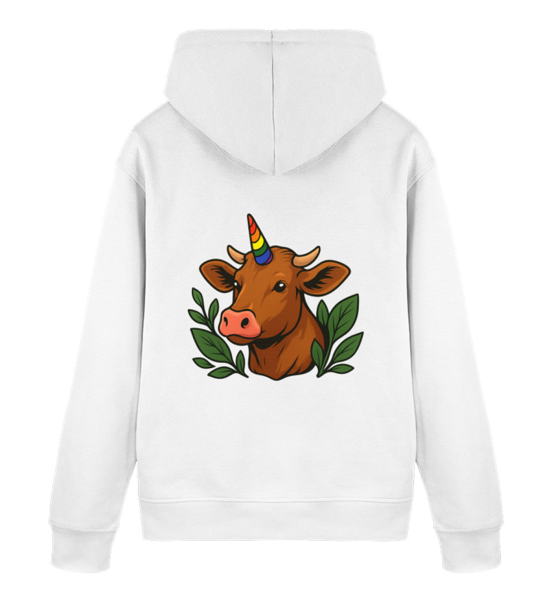 White Hoodie – Cow Queercorn - Vegayn