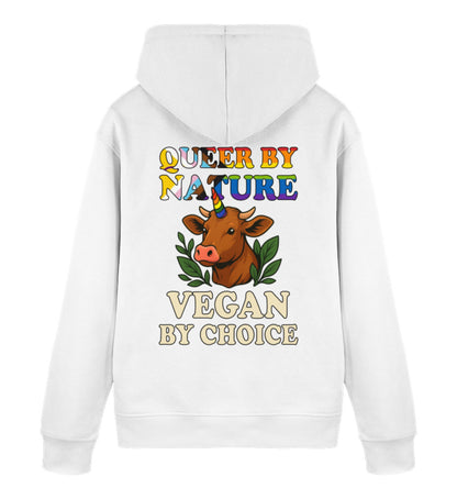 White Hoodie Cow Queercorn – Queer by nature, Vegan by choice - Vegayn
