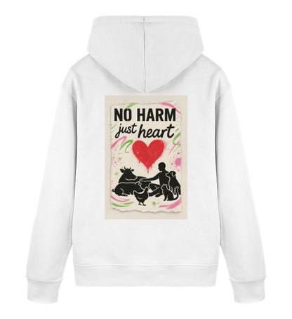 White Hoodie – No harm, just heart - Vegayn