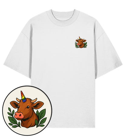 White Oversized T-Shirt – Cow Queercorn - Vegayn