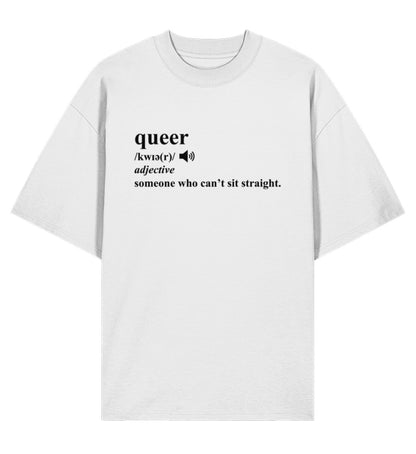 White Oversized T-Shirt – Dictionary Queer - Vegayn