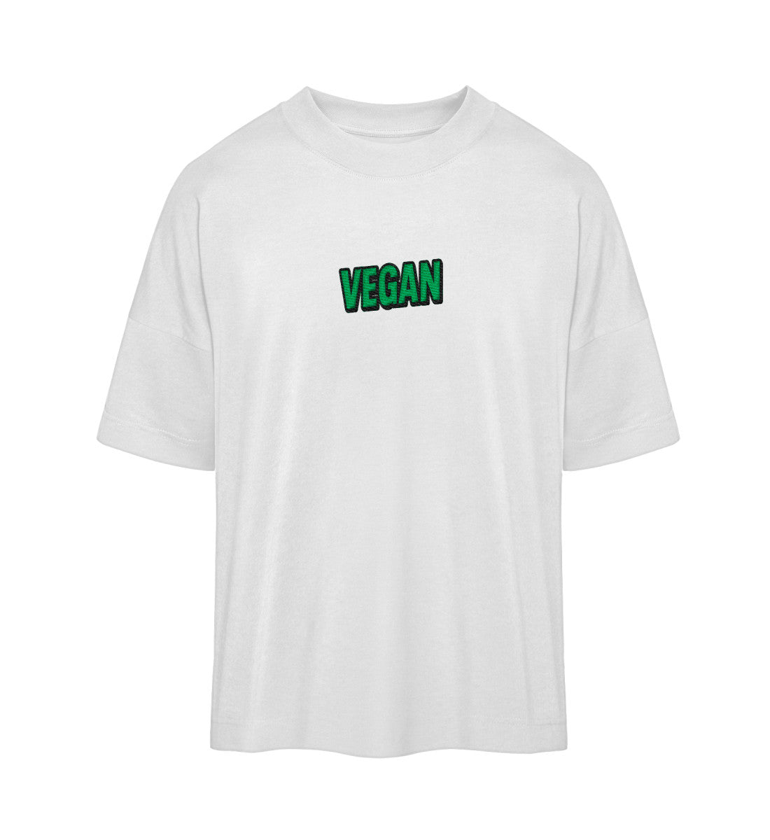 White Oversized T-Shirt Embroidery – Vegan - Vegayn