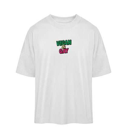 White Oversized T-Shirt Embroidery – Vegan & Gay - Vegayn