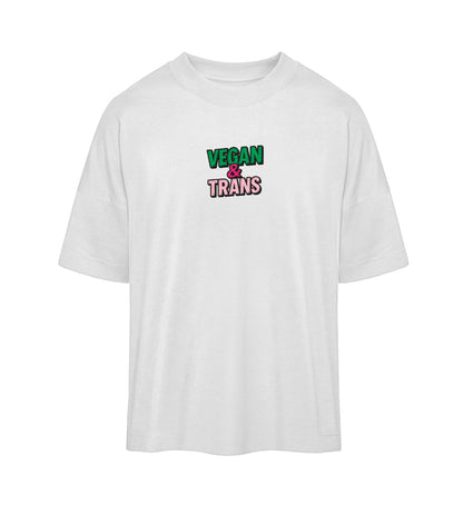White Oversized T-Shirt Embroidery – Vegan & Trans - Vegayn