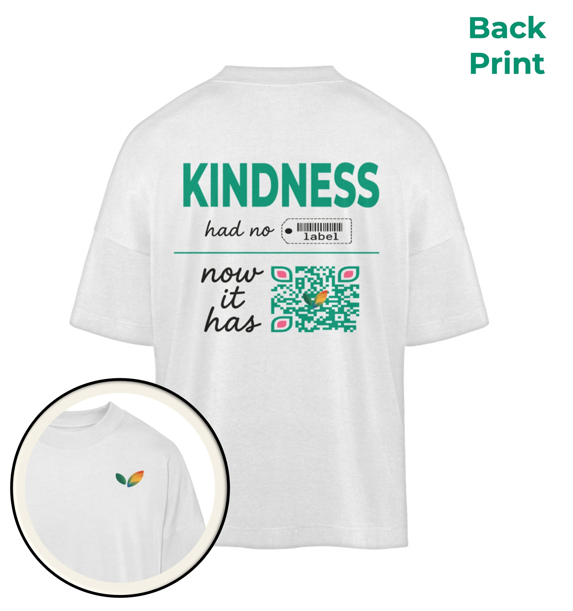 White Oversized T-Shirt – Kindness had no label. Now it has - Vegayn