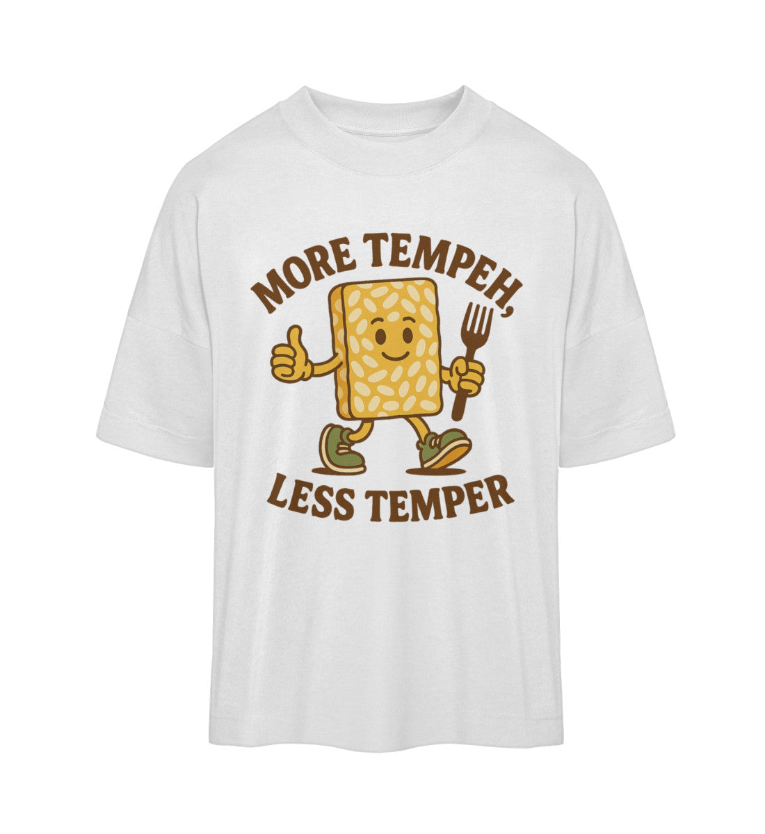 White Oversized T-Shirt – More tempeh, less temper - Vegayn