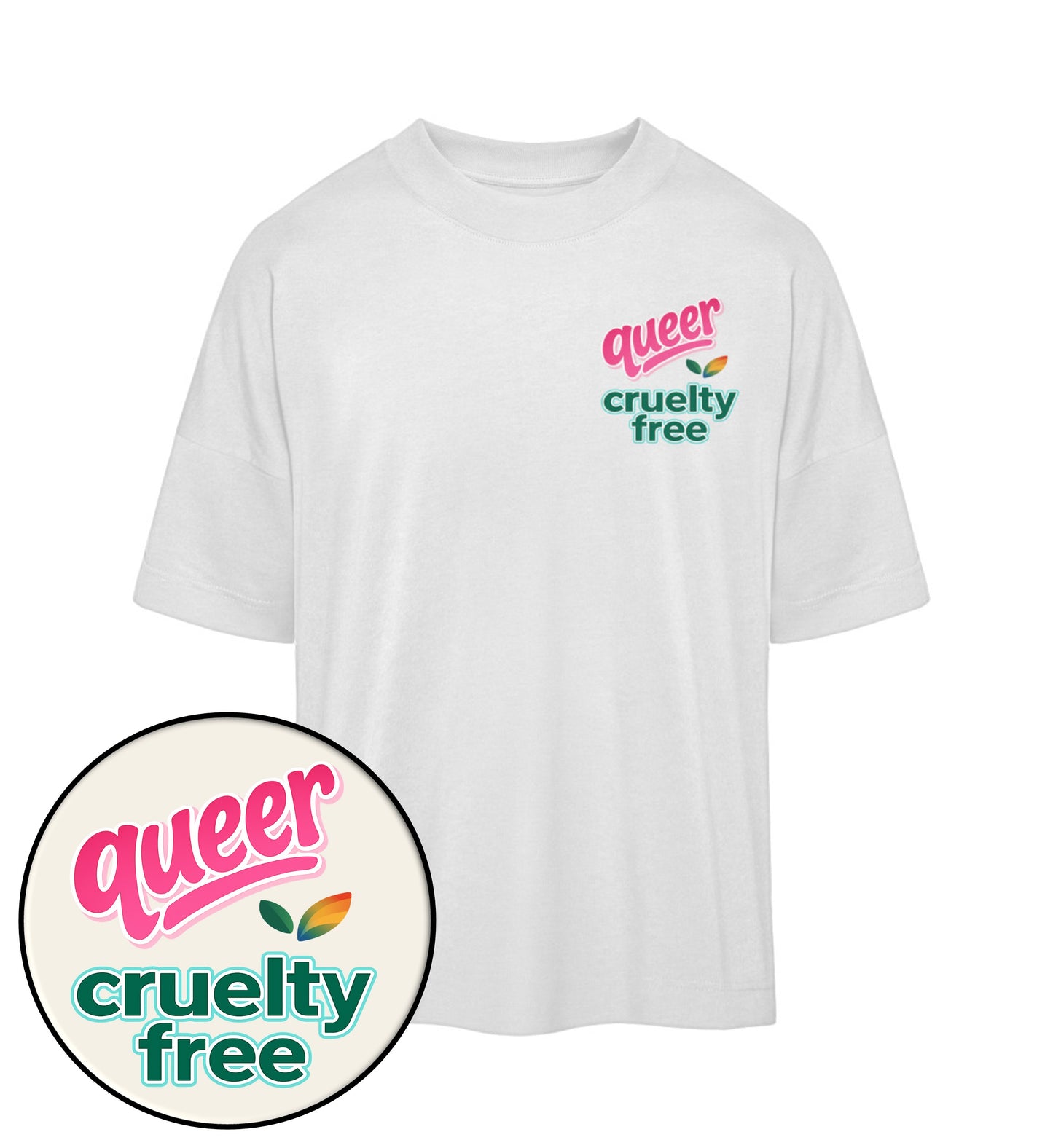 White Oversized T-Shirt – Queer & cruelty-free - Vegayn