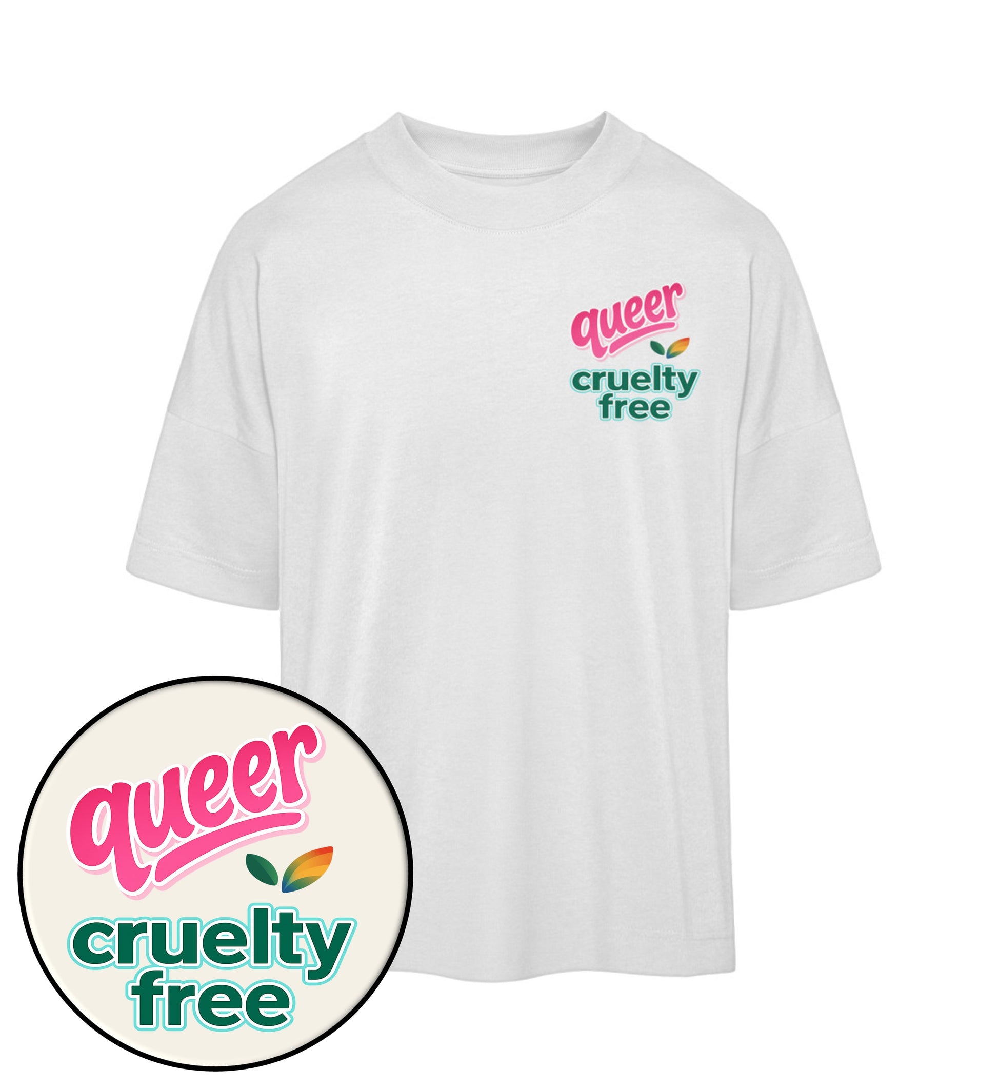White Oversized T-Shirt – Queer & cruelty-free - Vegayn