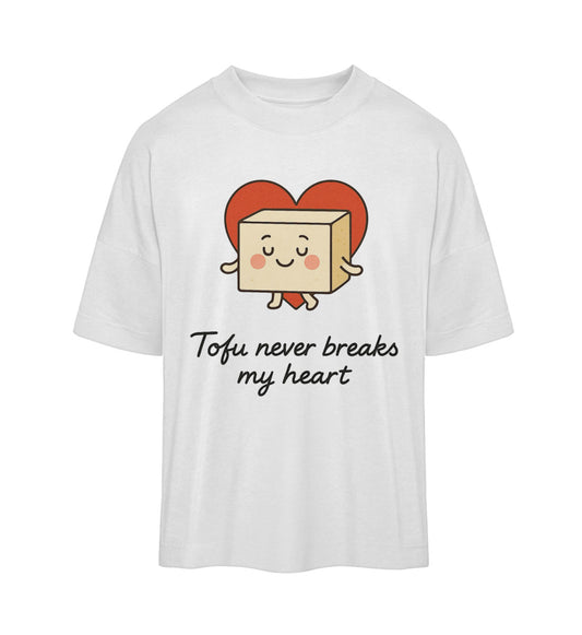 White Oversized T-Shirt – Tofu never breaks my heart - Vegayn