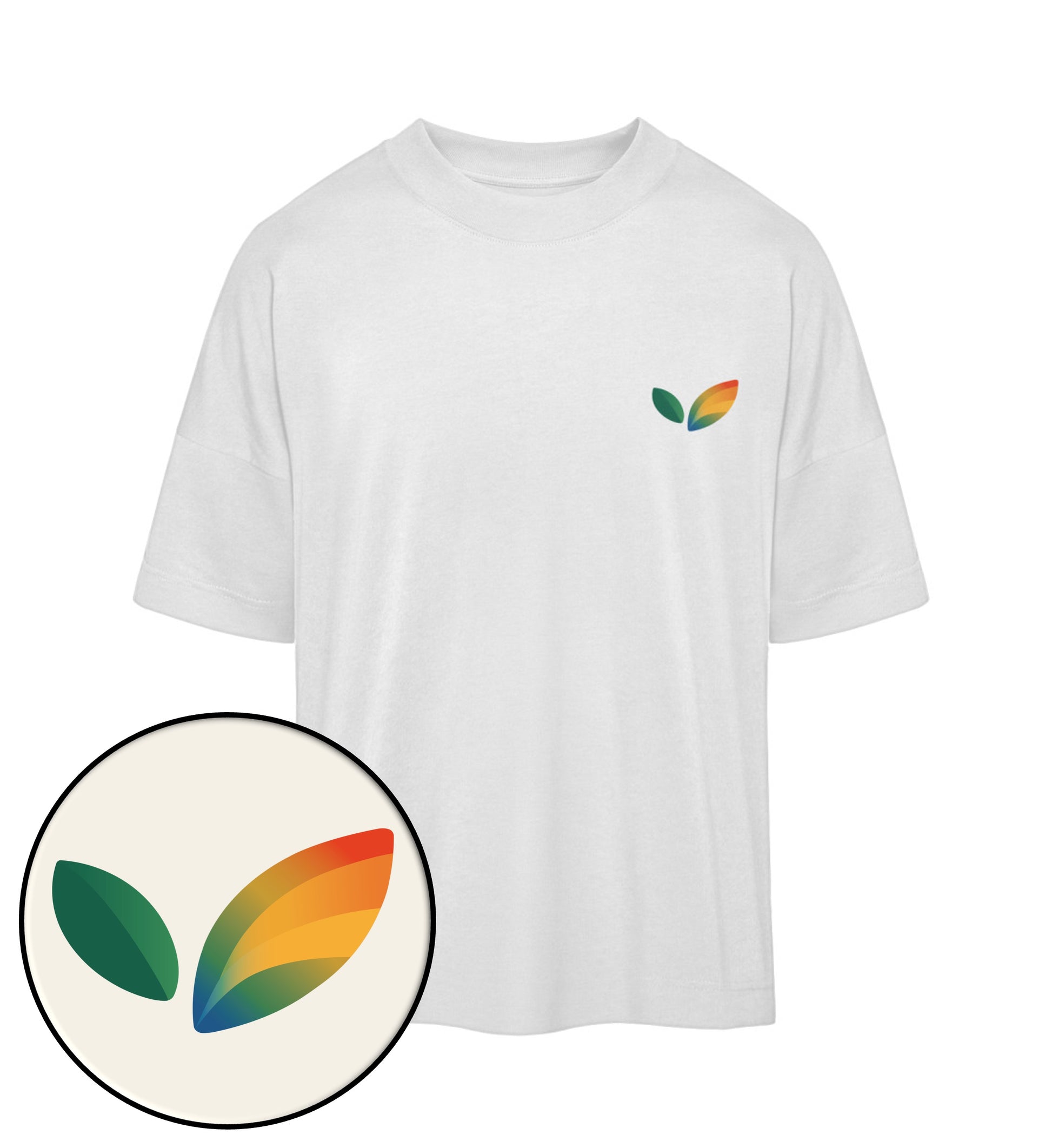 White Oversized T-Shirt – Vegayn Queer Little Leaf - Vegayn
