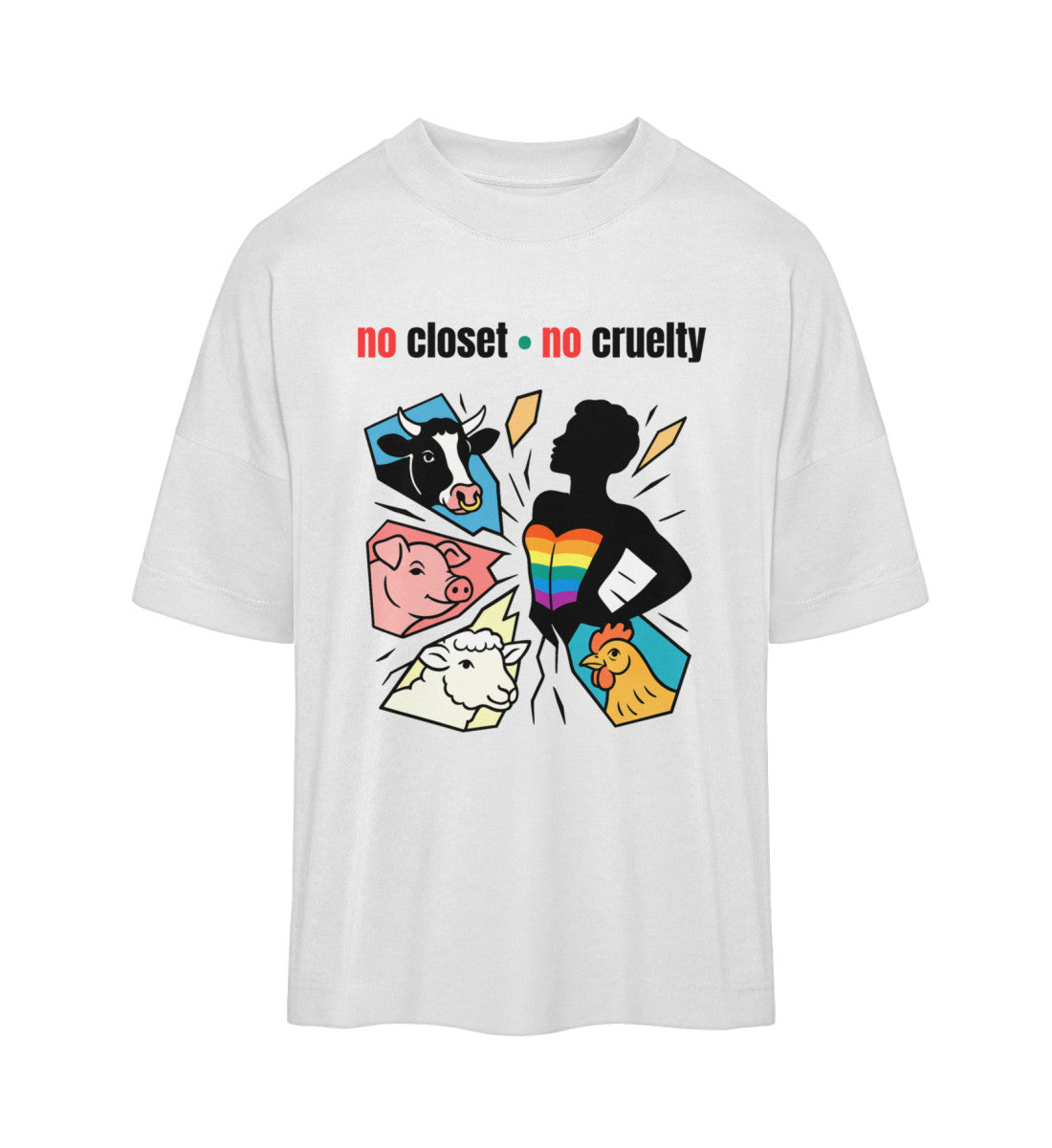 White Oversized T-Shirt – no closet • no cruelty - Vegayn