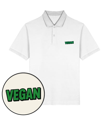 White Polo Shirt Embroidery – Vegan - Vegayn