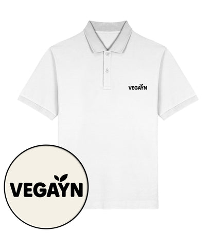White Polo Shirt Embroidery – Vegayn Black - Vegayn