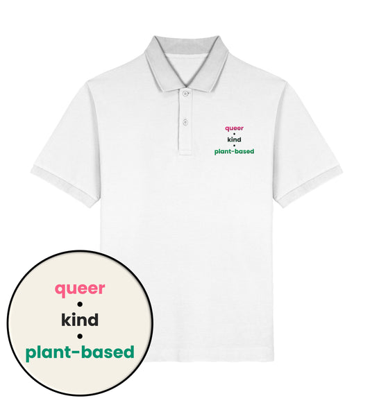 White Polo Shirt Embroidery – queer • kind • plant-based - Vegayn