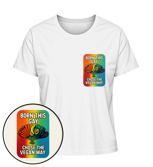 White Short-Fit T-Shirt – Born this gay. Chose the vegan way. - Vegayn