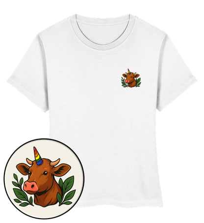 White Short-Fit T-Shirt – Cow Queercorn - Vegayn