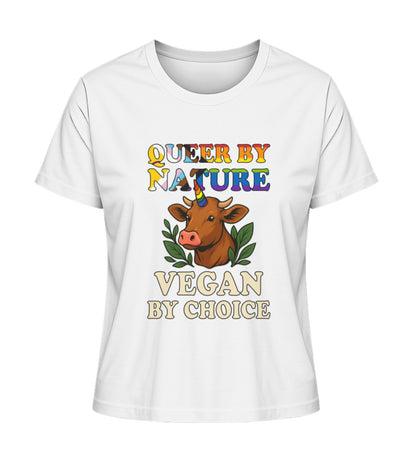 White Short-Fit T-Shirt Cow Unicorn – Queer by nature, Vegan by choice - Vegayn