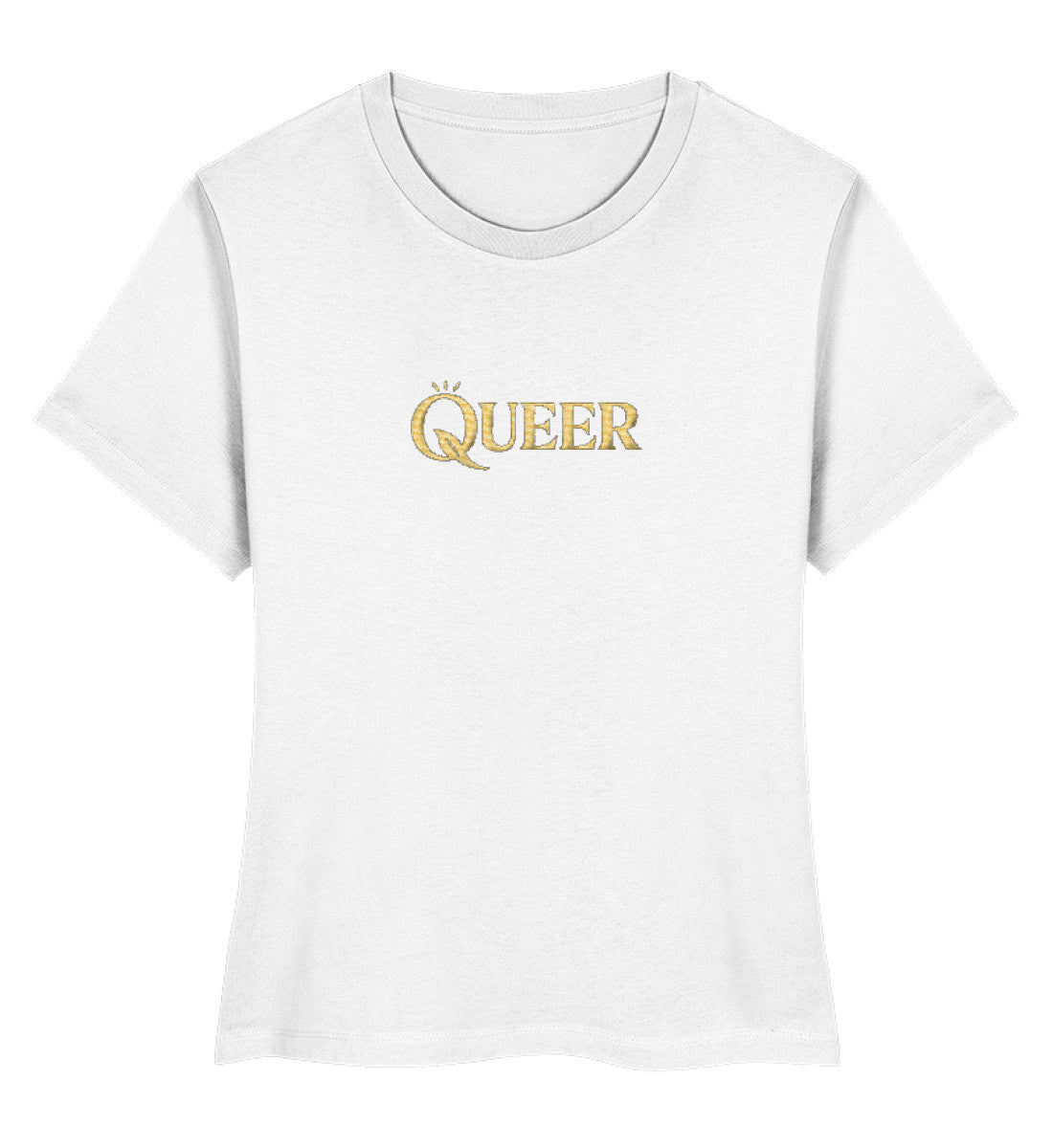 White Short-Fit T-Shirt Embroidery – Queer - Vegayn