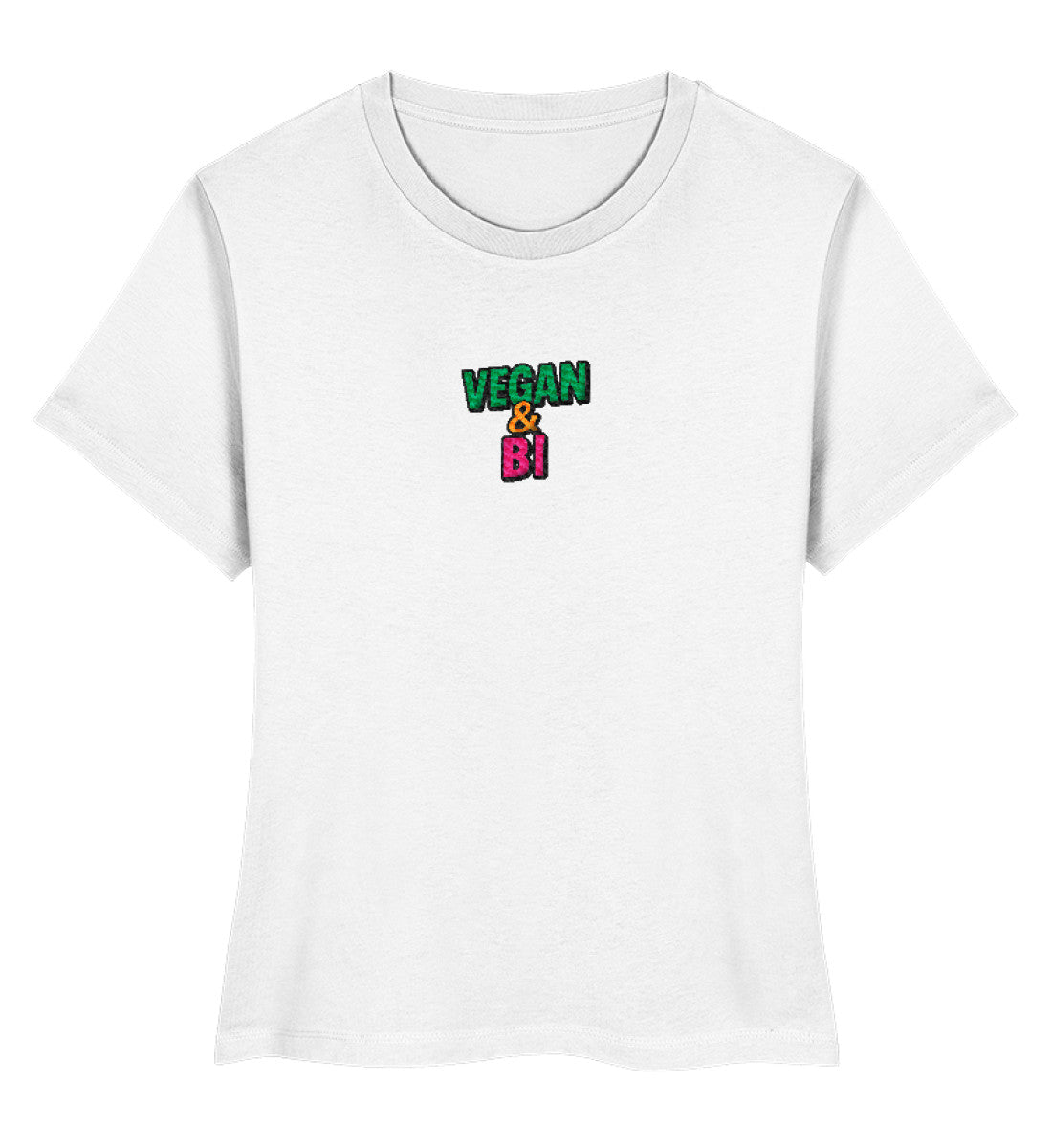 White Short-Fit T-Shirt Embroidery – Vegan & Bi - Vegayn