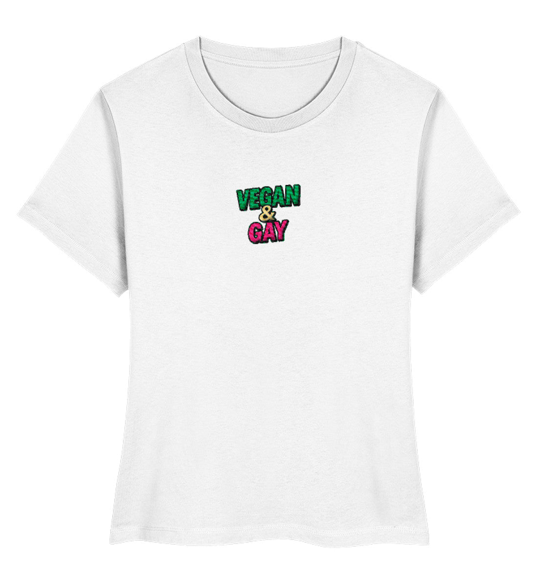 White Short-Fit T-Shirt Embroidery – Vegan & Gay - Vegayn