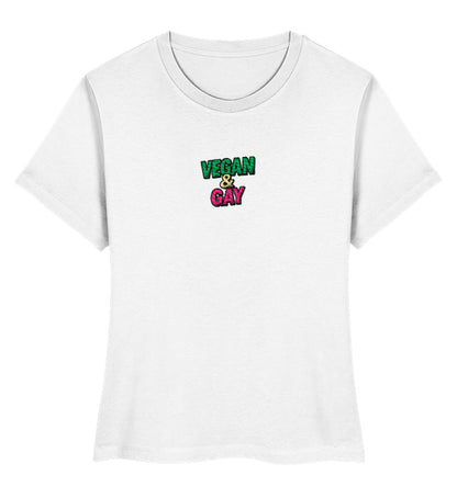 White Short-Fit T-Shirt Embroidery – Vegan & Gay - Vegayn