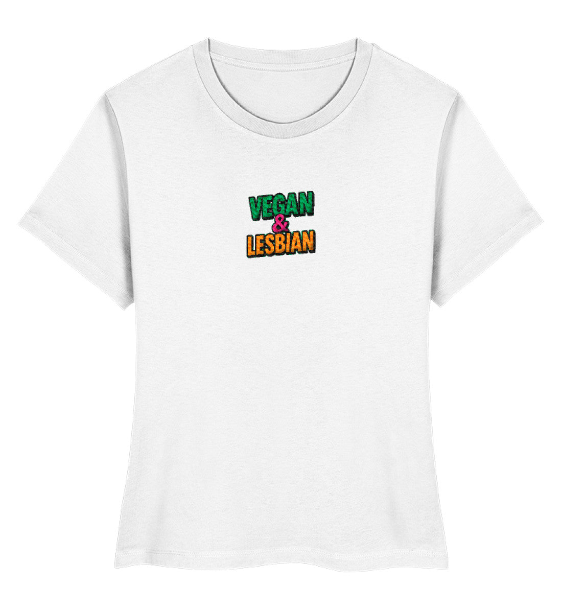White Short-Fit T-Shirt Embroidery – Vegan & Lesbian - Vegayn