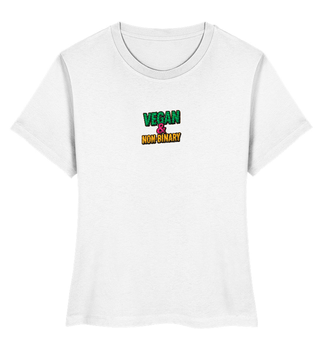 White Short-Fit T-Shirt Embroidery – Vegan & Non-Binary - Vegayn