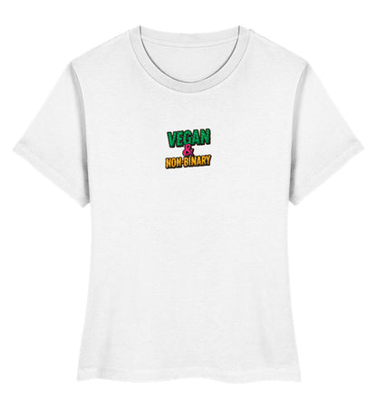White Short-Fit T-Shirt Embroidery – Vegan & Non-Binary - Vegayn