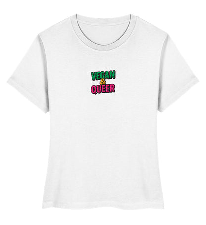 White Short-Fit T-Shirt Embroidery – Vegan & Queer - Vegayn