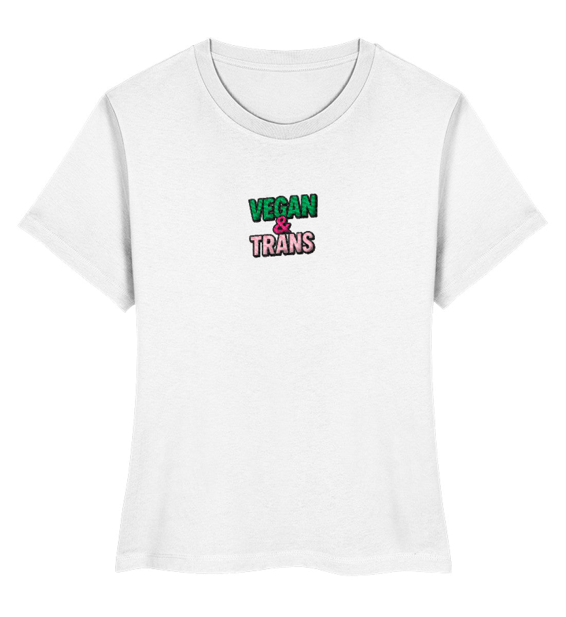 White Short-Fit T-Shirt Embroidery – Vegan & Trans - Vegayn