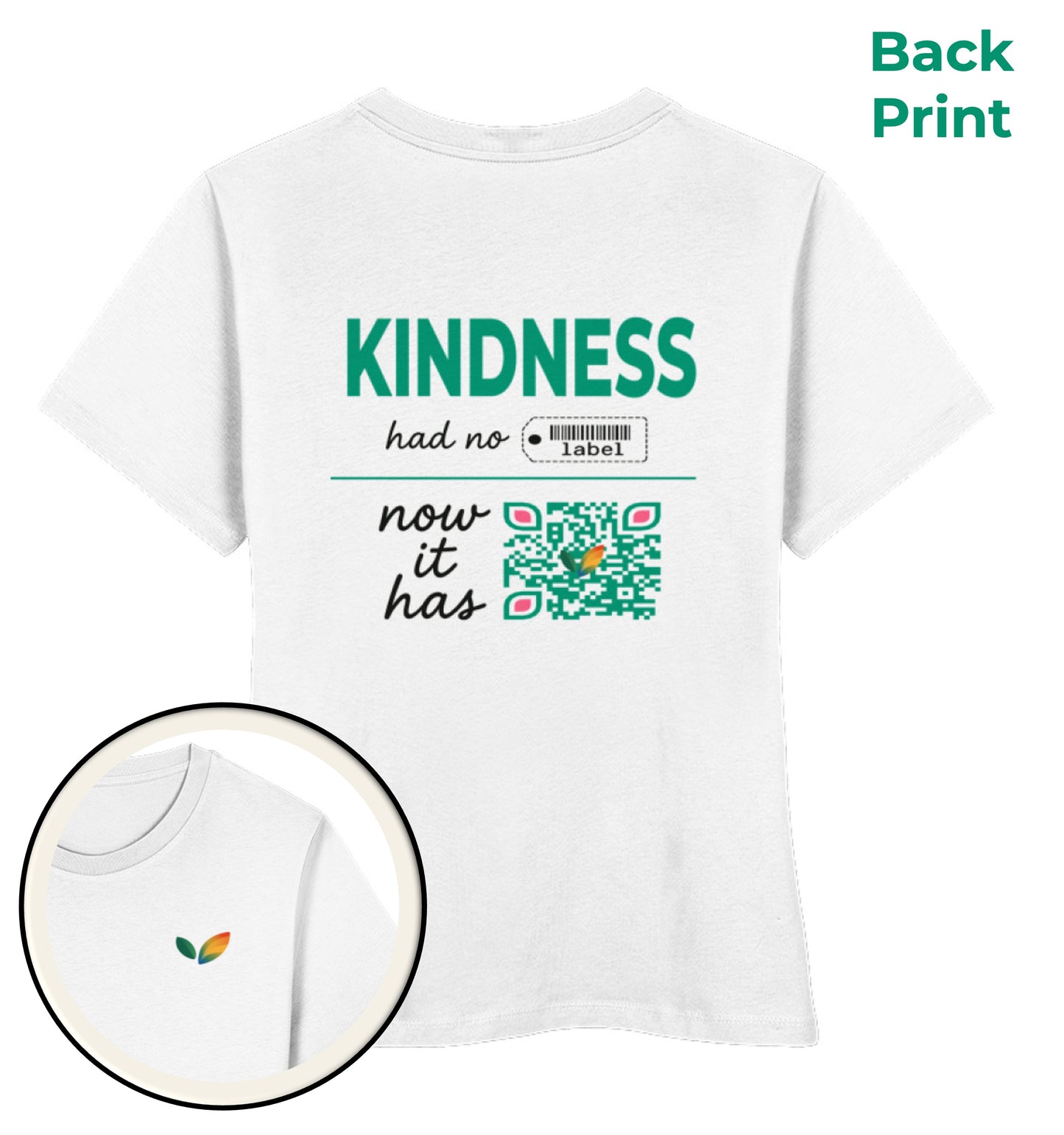 White Short-Fit T-Shirt – Kindness had no label. Now it has - Vegayn